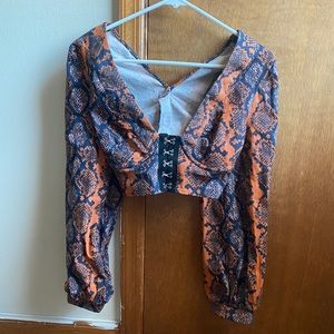 Orange and blue long sleeve top